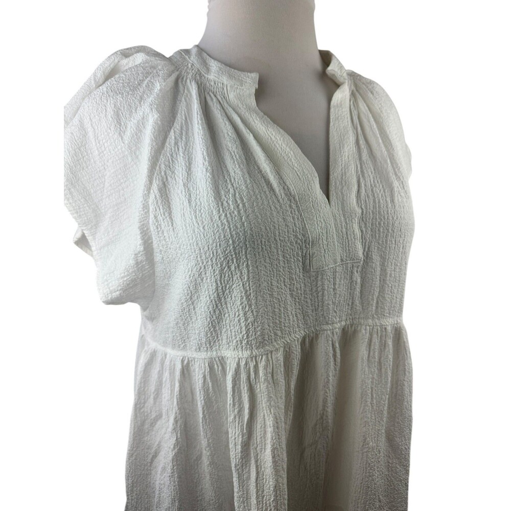 Calvin Klein A-Line Textured Tie Waist Mini Dress White Sheer Gauze Plus Size 16 - Picture 4 of 11